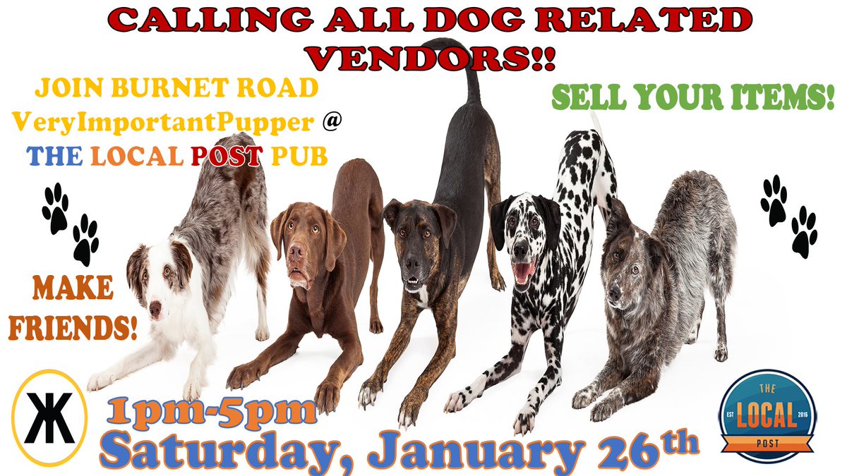 KollarKouture's tweet photo. Monthly Dog Market #atxvip @thelocalpostpub Vendors, rescue groups and photographers 🐕 https://t.co/lsMkjbQ87J