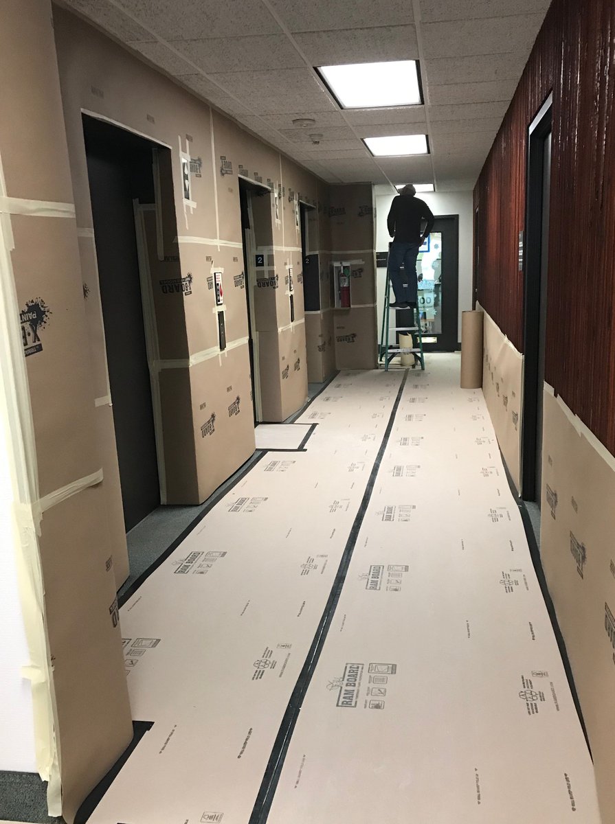 AlbriteBuilding's tweet photo. Protecting hallways during demo at the Maywood project #albritebuilding #generalcontractor #construction #chicagoconstruction #commercialconstruction #buildingimprovements #remodeling #interioralternation #newconstruction #builders #custombuild #architecture #followus https://t.co/48HHlm6Nap