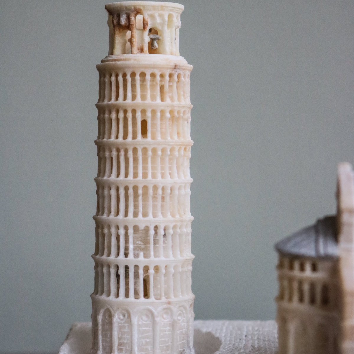 A Rare Carved Alabaster Grand Tour Model of Pisa. Unusually incorporating all three iconic landmarks; the Leaning Tower, Baptistery, and Duomo, encased under a glazed dome on ebonised wooden base. One-off many unique antiques in our collection bit.ly/2PflYAR
