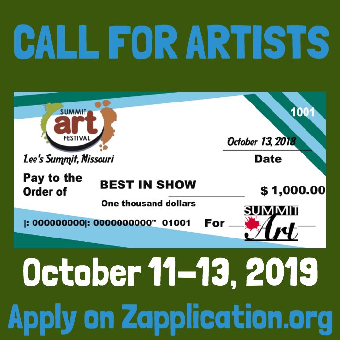 #CallForArtists apply at zapplication.org Wouldn’t you like to be our next #bestinshow award winner? #summitartfest2019