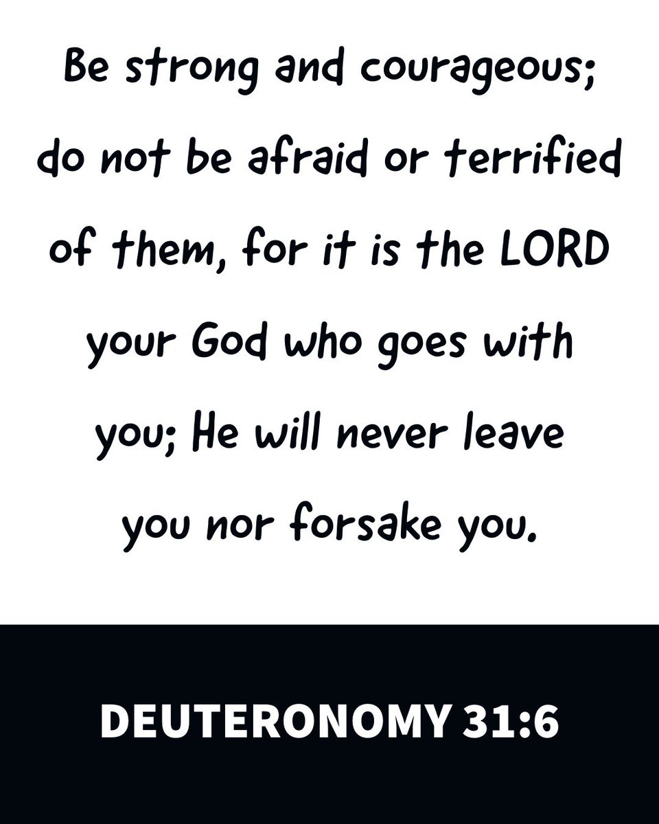 Be strong and courageous; do not be afraid or terrified of them, for it is the LORD your God who goes with you; He will never leave you nor forsake you.
Deuteronomy 31:6
•
biblehub.com/deuteronomy/31…