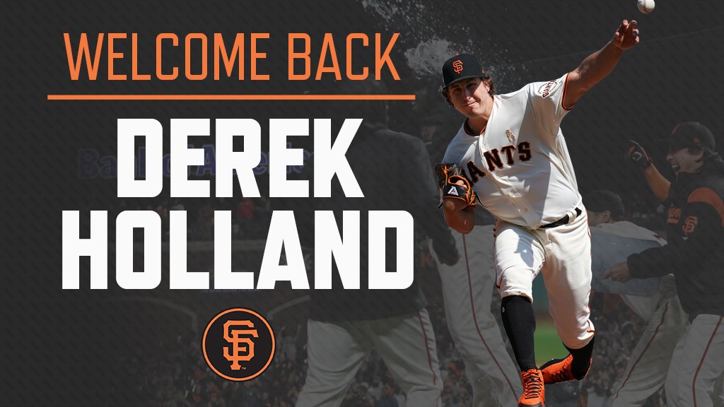 SFGiants's tweet photo. #MondayMorning update: Lefty Derek Holland has signed a one-year contract with a club option for 2020. Welcome back, @Dutch_Oven45!
#SFGiants https://t.co/epE6P4FZa9