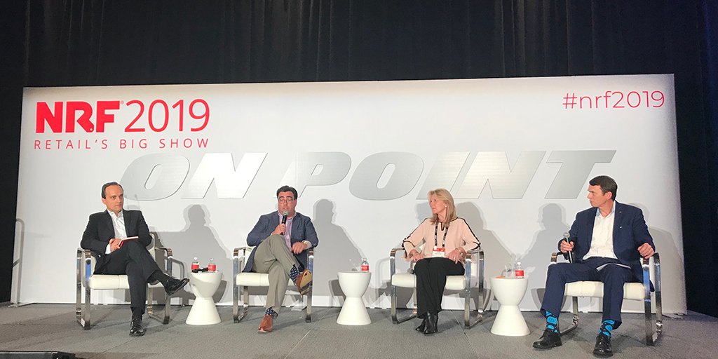 AveryDennison's tweet photo. We are live! From “Our Big Ideas Session Panel” discussing how we re-define #RFID within multiple segments. Come into Level 1 stage 3 right now. #NRF2019 #Intelligentlabels @AccentureRetail @teixeiraemelo @AvyDenRBIS @AuburnU @Macys @NRFBigShow @NRFnews https://t.co/vngWVRYcna