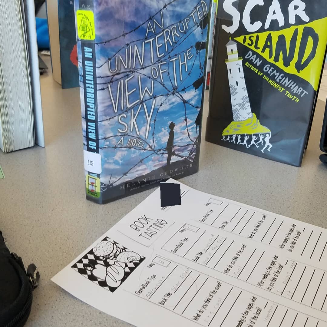 ScarbMESchools's tweet photo. Learning about the Maine Student Book Award Books at the Learning Commons afternoon "book tasting" @scarbmslibrary #redstormpride #redstormlearns #redstormreads https://t.co/BunVFBVRIh