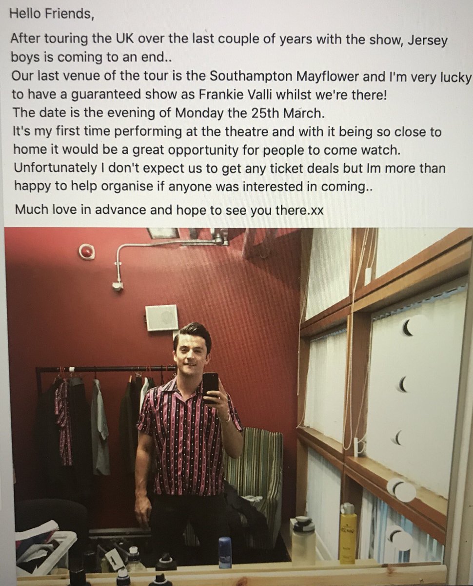 *News* #JerseyBoys #FrankieValli #Southampton #Mayflower #Tour @BolandAndReeve