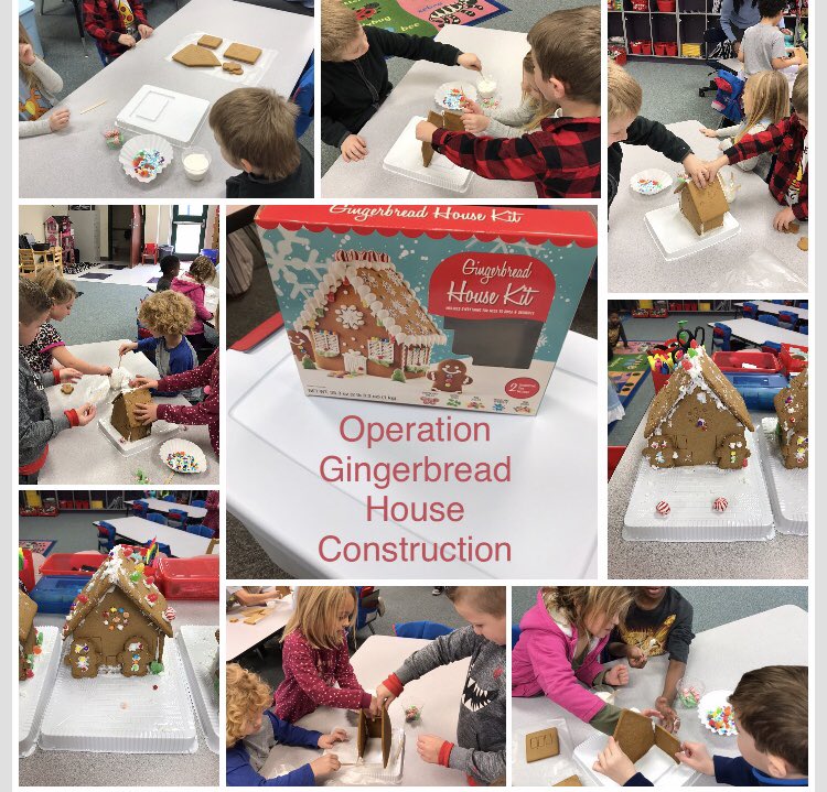 RdeKindergarten's tweet photo. Operation Gingerbread House Construction to conclude a unit on Gingerbread ... Kindergarten Learning made Fun!!  @RiverDellRacers 
#STEM #teamwork #stabilize https://t.co/oA5dEknq7J