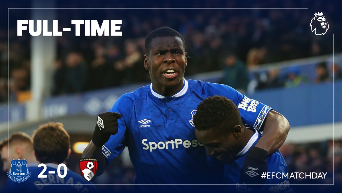 hasil pertandingan @premierleague antara @Everton vs @afcbournemouth #CRYWAT #PremierLeague