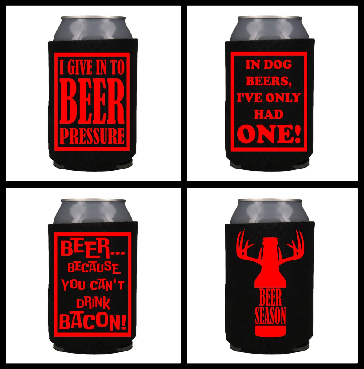 In Dog Beers I've Only Had One, Beer Season, I Give Into Beer Pressure Beer Cause You Can't Drink Bacon Funny Birthday Event Can Coolers etsy.me/2sABM4l #custombirthdayfavors #cankoozies #koozies #cancoolers #canhuggers #souvenir