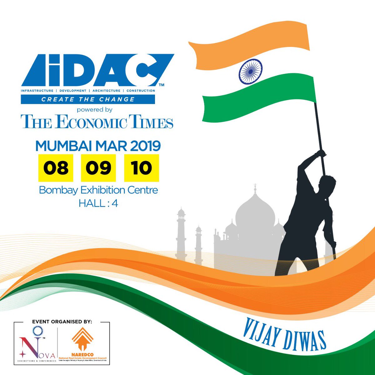 IDACExpo's tweet photo. Impossible takes times, difficult will be done immediately by our brave hearts. iDAC Team salutes each one of you Vande Mataram 🇮🇳 

#idacexpo #idac #naredco #expo #vandamatram #vijaydiwas #theeconomictimes #tricolor #nation #facade #architect #india #nova #idacintelligenceseries https://t.co/F3Hw55fXp7