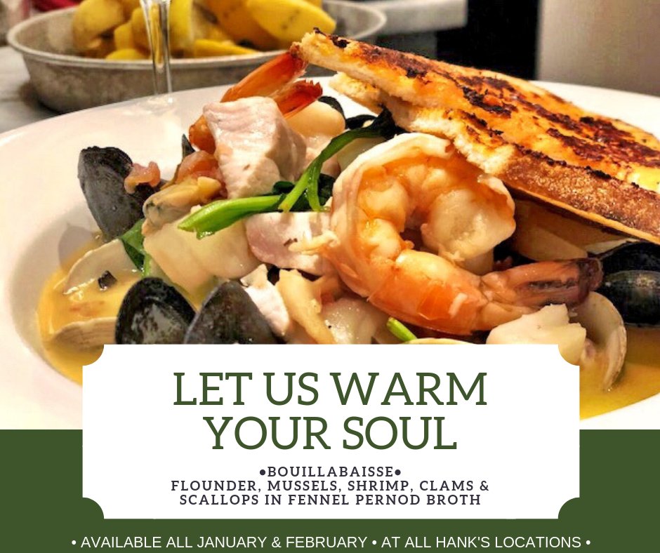 Simple, seasonal, and OH SO GOOD! 
 #JLRG #SeasonsBest #ComfortFood #LambShank #Bouillabaisse #AllHanksRestaurants