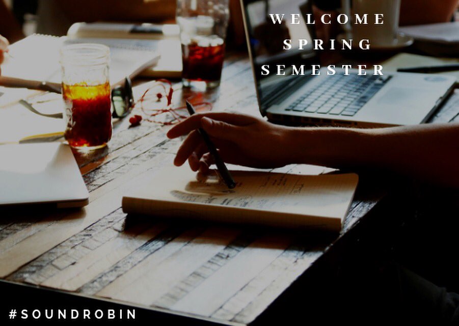 soundrobinapp's tweet photo. Spring semester is now upon us, good luck & check us out in the App Store for your next study sesh🎶📚🖊 #musicapp #soundrobin https://t.co/8D4awq9wnU