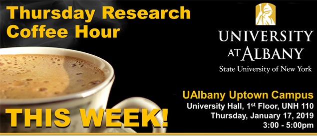 THURSDAY'S TOPIC
“SUNY Polytechnic Institute: Opportunities for Research and Joint Collaboration”

<a href="/ResearchUAlbany/">UAlbany Research & Economic Development</a> invites you to the January Research Coffee hour to meet and hear from Shadi Shahedipour-Sandvik, Interim VP of Research Advancement &amp; Graduate Studies <a href="/SUNYPolyInst/">SUNY Polytechnic Institute</a>