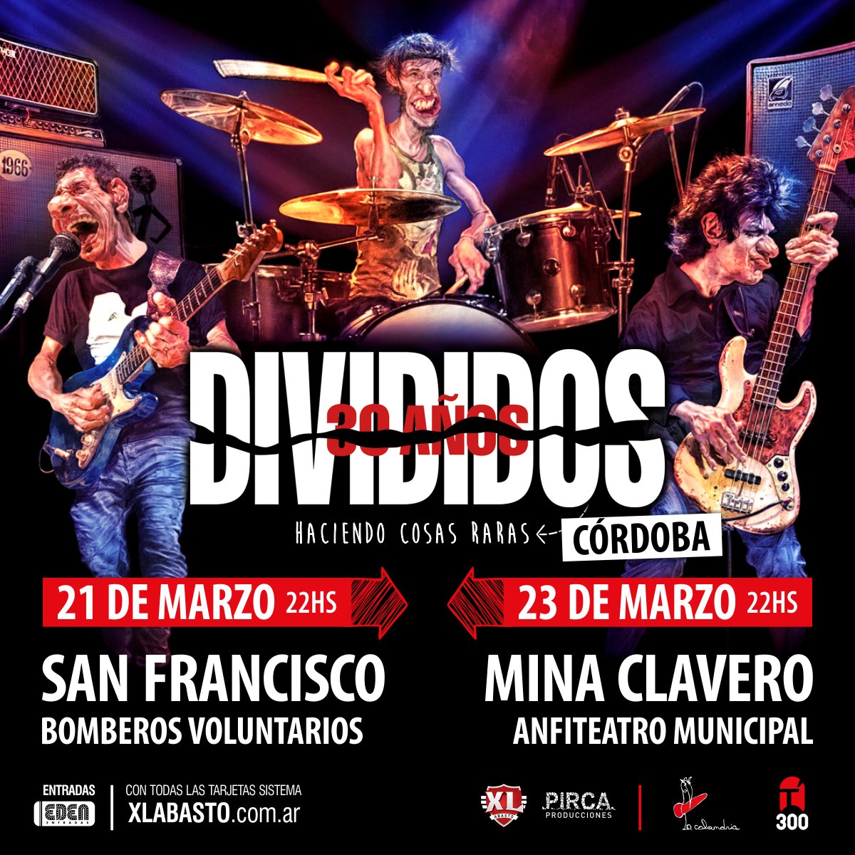 ¡ LA APLANADORA EN CORDOBA !
Para los conciertos en Córdoba, el Jueves 21/3 en el salón de Bomberos Voluntarios (Garibaldi 397, San Francisco) y Sábado 23/3 en el Anfiteatro Municipal (Simón Bolívar y Salsacate, Mina Clavero), las entradas anticipadas a través del sistema Edén