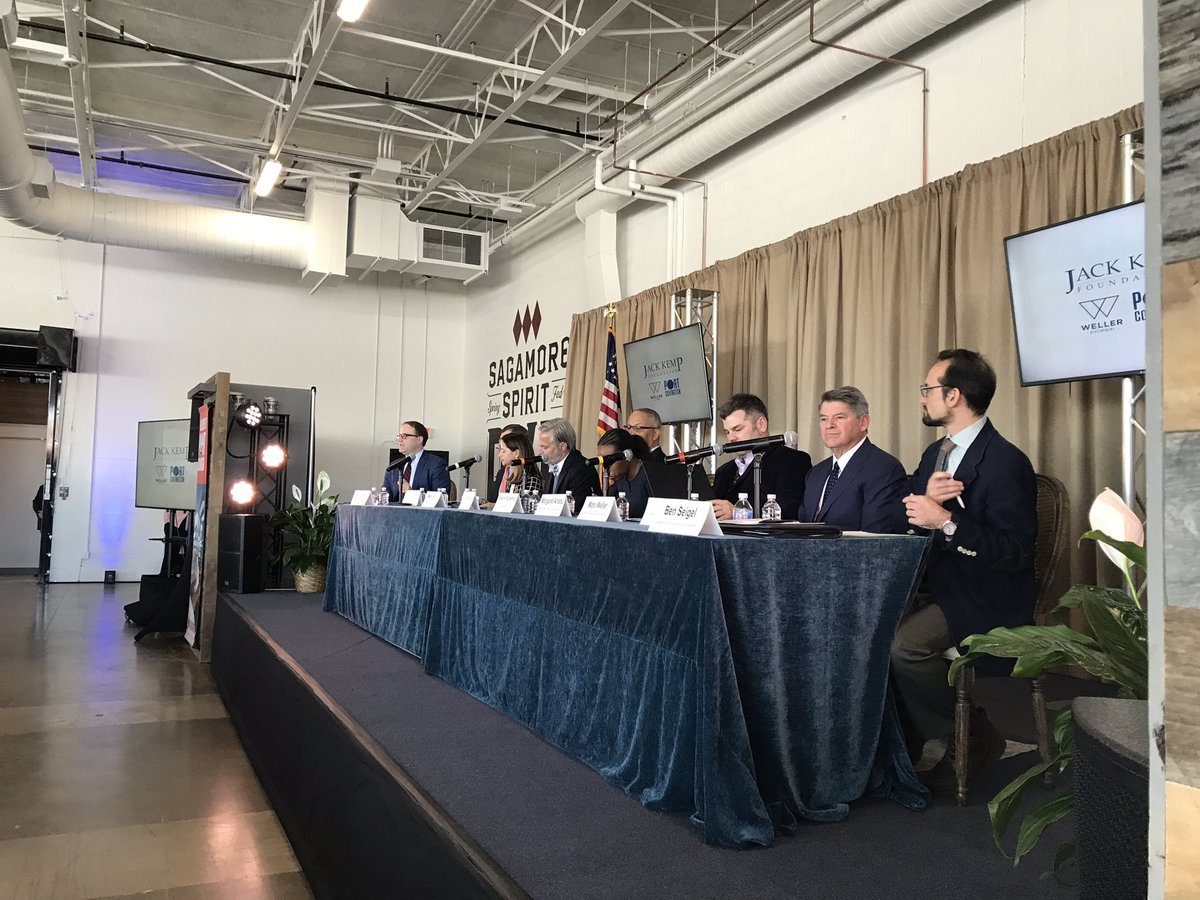 kempfoundation's tweet photo. Our round table discussion is starting with @LettieriDC, @Novogradac, Mary Miller, @GaryHecimovich, @BoydKRutherford, @margaretanadu, @marc_mweller, Sec. Ken Holt and @benseigel22 #KempForum #KFOZ19 https://t.co/yEsGhiJOYJ
