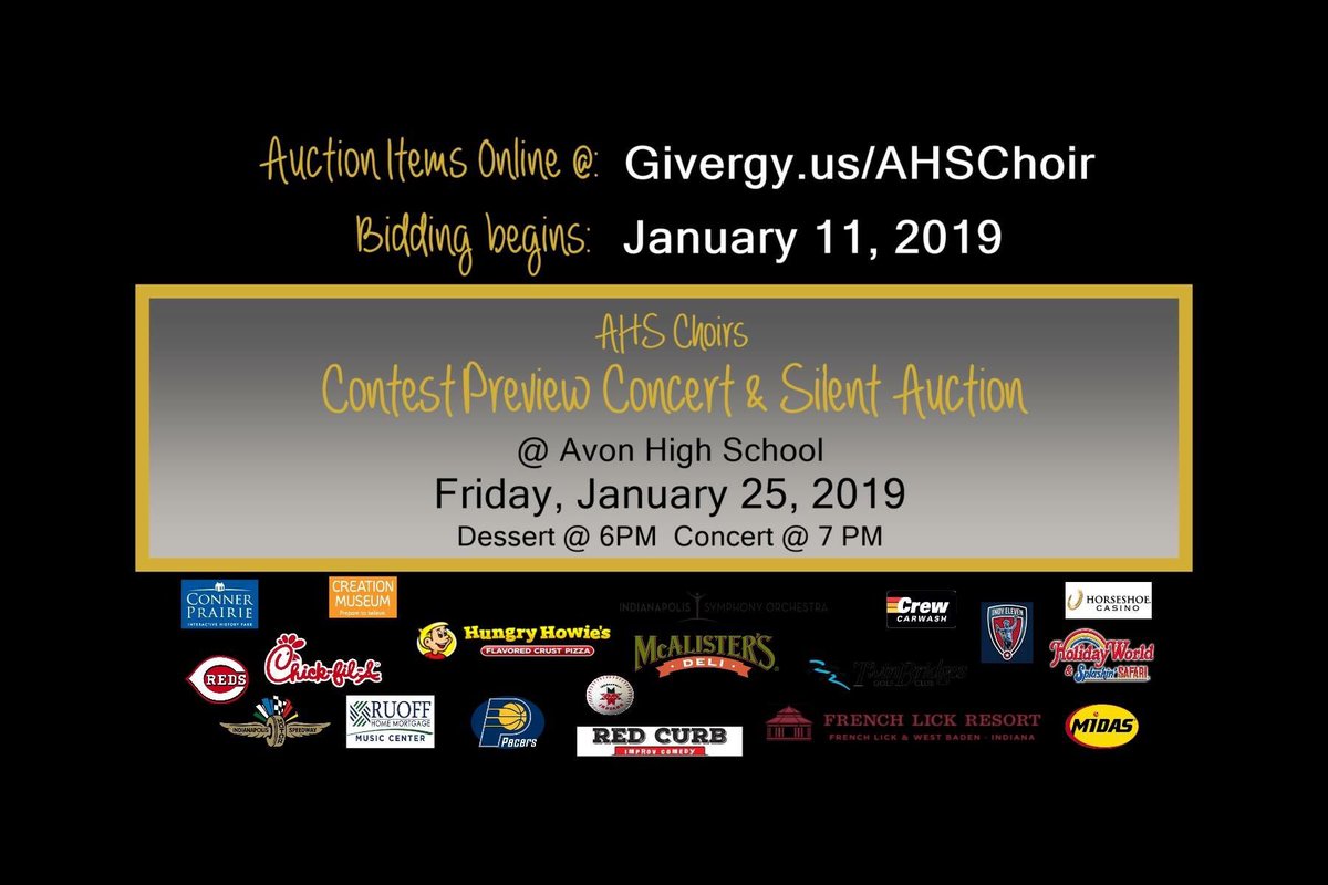 Our silent auction is live!    Up for bid, over $9000 in products, food &amp; experiences with more coming in daily!   Register today so you're ready to bid!
givergy.us/ahschoir