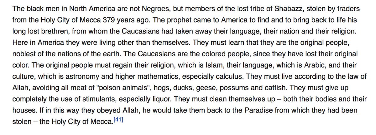 Farrakhan joined and followed Imam Warith Al-Deen Mohammed, and became a Sunni Imam. Farrakhan distanced himself from Mohammed's movement. He become disillusioned and decided to "quietly walk away". 1978, Farrakhan decided to rebuild upon Fards' teachings summarized here.