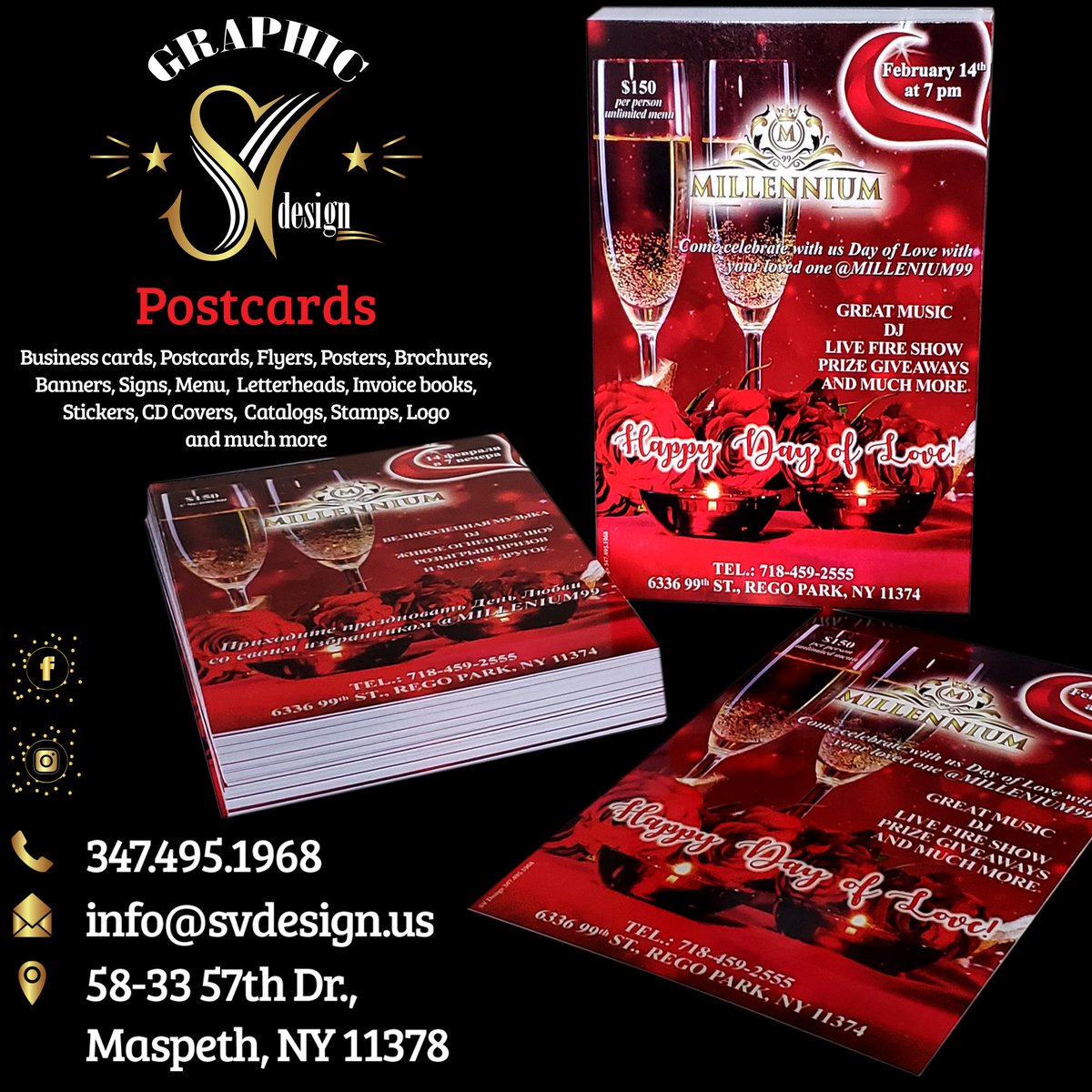 SVDesignMSL's tweet image. SV Design 
Business cards, Flyers, Posters, Brochures, Banners, Signs, Menu, Websites, Letterheads, Invoice books, Stickers, CD Covers, Catalogs, Stamps, Logo and much more.
Contact us 
Call: (347) 495-1968 
Text: (385) 262-4998 
Email: info@svdesign.us