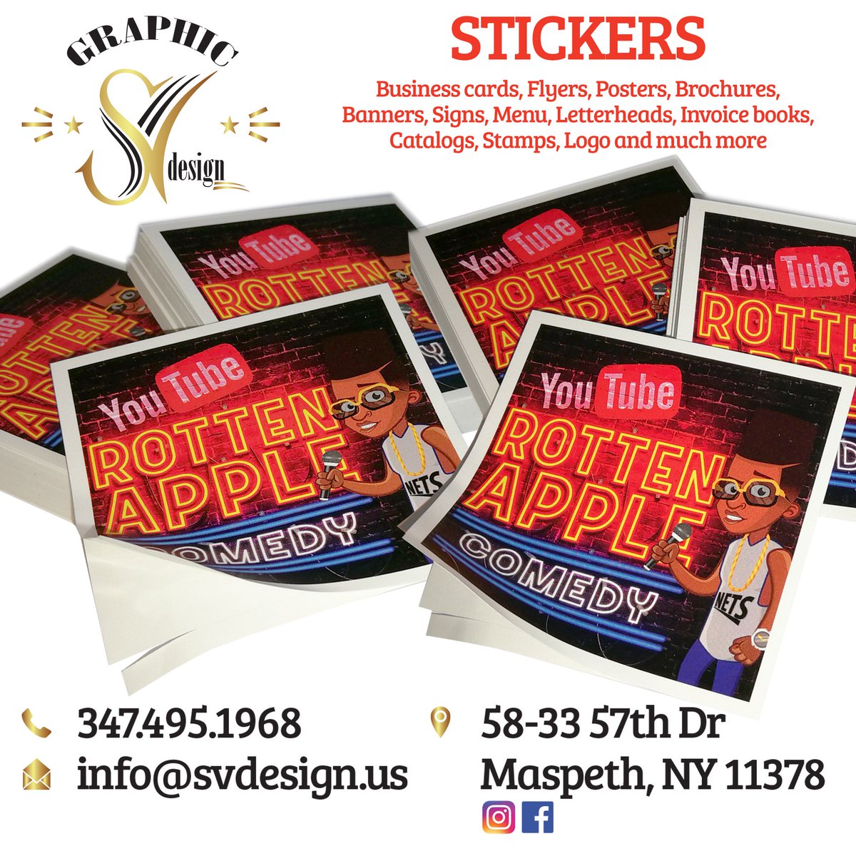 SVDesignMSL's tweet image. SV Design 
Business cards, Flyers, Posters, Brochures, Banners, Signs, Menu, Websites, Letterheads, Invoice books, Stickers, CD Covers, Catalogs, Stamps, Logo and much more.
Contact us 
Call: (347) 495-1968 
Text: (385) 262-4998 
Email: info@svdesign.us