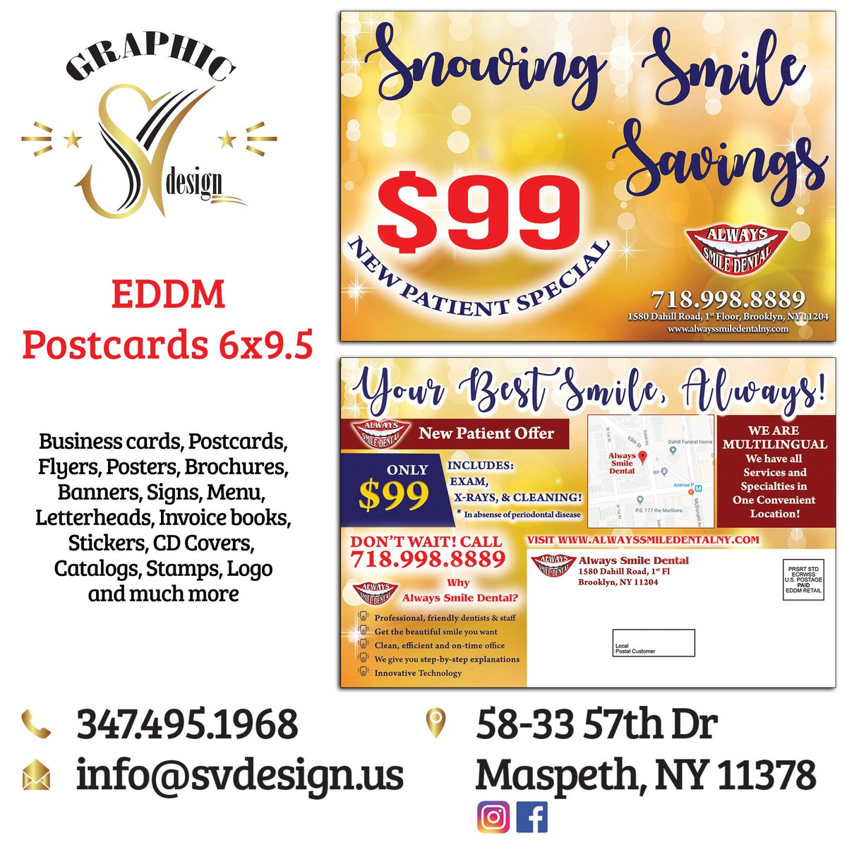 SVDesignMSL's tweet image. SV Design 
Business cards, Flyers, Posters, Brochures, Banners, Signs, Menu, Websites, Letterheads, Invoice books, Stickers, CD Covers, Catalogs, Stamps, Logo and much more.
Contact us 
Call: (347) 495-1968 
Text: (385) 262-4998 
Email: info@svdesign.us