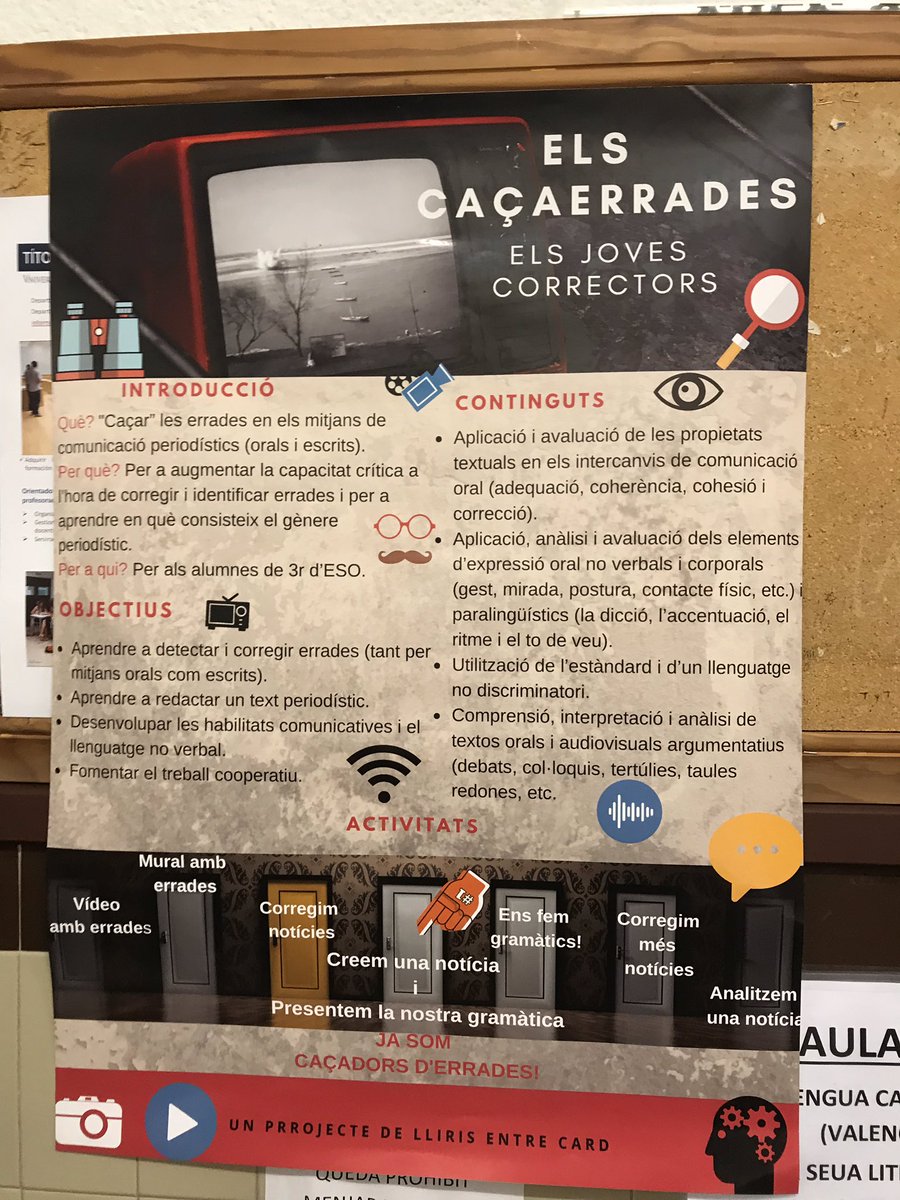 complementsUV's tweet image. El grup @llirisentrecard ha presentat el seu projecte “Caçaerrades” sobre errades en la llengua oral i escrita, a la classe de @complementsUV del màster de @ProfSecunUV de la @UV_EG 
#vídeo #notícia #errades #gramàtica #normativa 
Més informació al Google Sites de @complementsUV