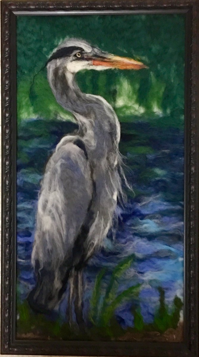 kylacdesigns's tweet photo. 18x40 needle felted wool Heron https://t.co/5Zvjg3lVfE https://t.co/h4yilA35cK