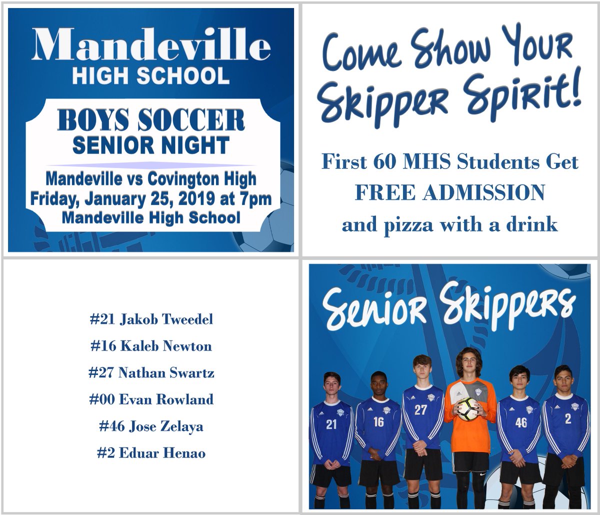 MHSSoccerB's tweet photo. Kicking off our #SeniorSpotlights with a shout out to #MHS @skippers_2019 @MandeSpiritClub to mark your calendars for Senior Night Game! https://t.co/UnNYRbUFhB