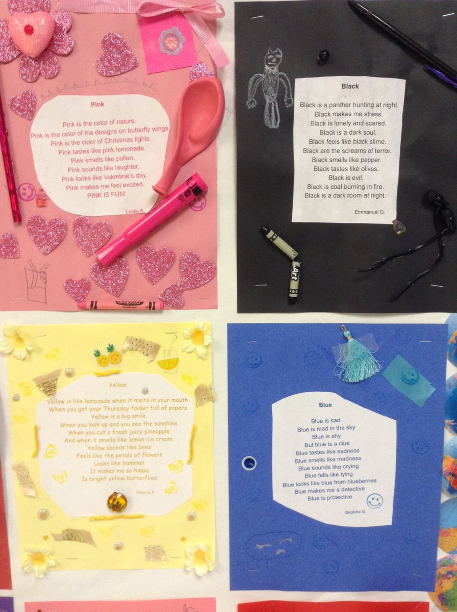 TCElara's tweet photo. Poetry from the wonderful world of color 🎨 Fun end to our poetry unit!
#SBJourney #SBISD #4thGradePoets https://t.co/4oQg56mXtW