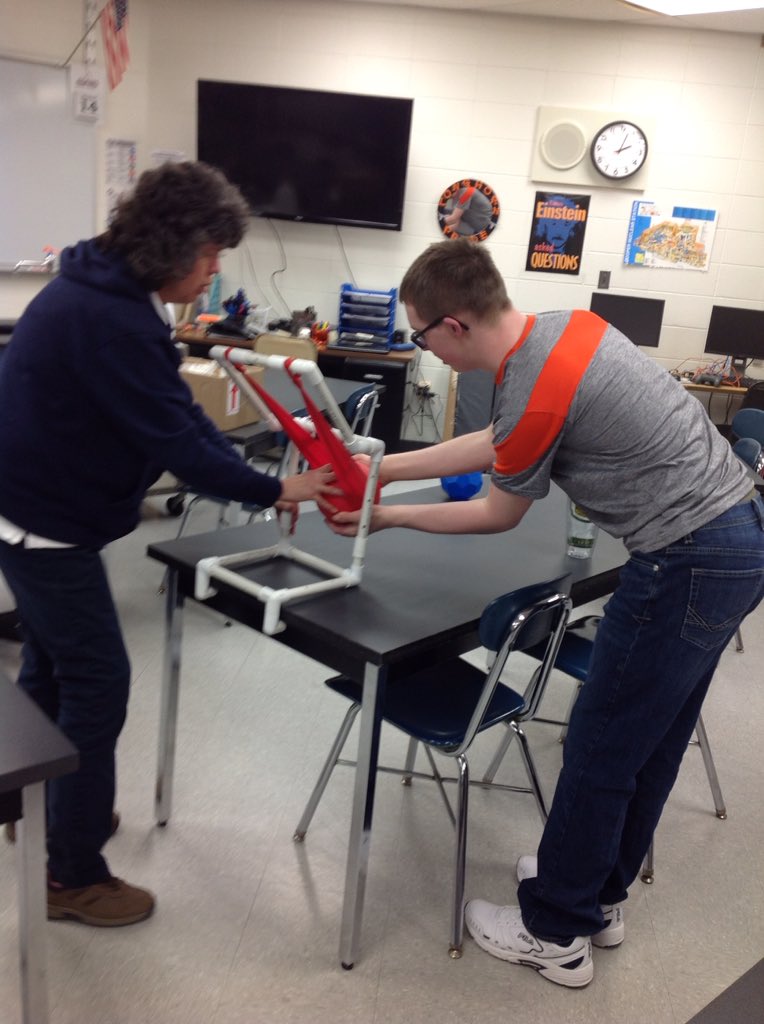 Building and using a sling shot in STEM, fun times!