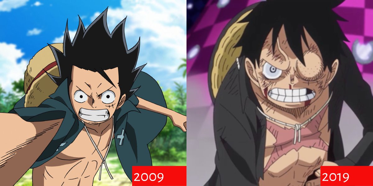 2009/2019. From Strong World to Whole Cake Island. Straw hat always nearby. #10yearchallenge #agingchallenge