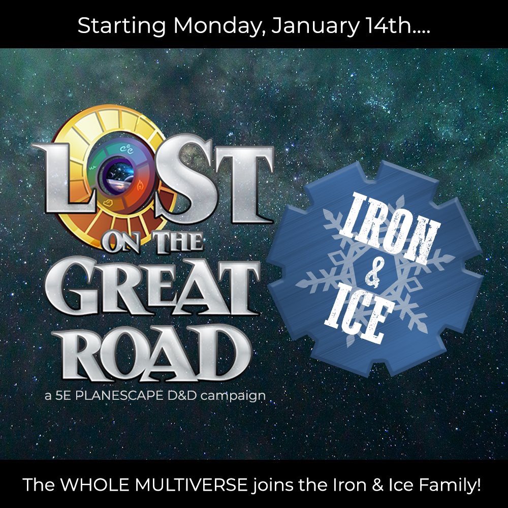 LostOnGreatRoad's tweet photo. WE’RE BACK! 💫 And we’re pleased to be joining the @IronandIceRPG team on their #twitch channel! Tune in tonight 7pm-10pm EST at https://t.co/9ZmurT9Ks8 ! #dnd #ttrpg #LotGR https://t.co/7KmCoNpvS7