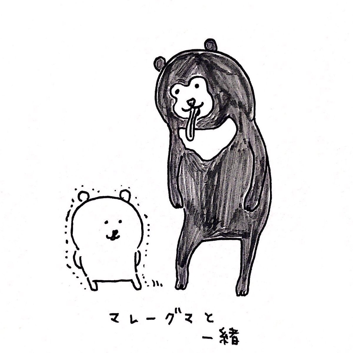 マレーグマと一緒 #自分ツッコミくま #マレーグマ #ぶるぶる
