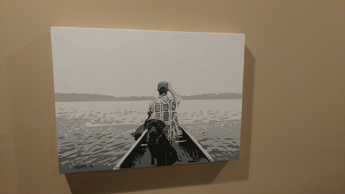 oyster_art's tweet photo. "Explorin" 16x22 acrylic plywood #painting  #available Will be going to the #BoilerShow19 #art #dogs #friends https://t.co/f9BtWnU68L