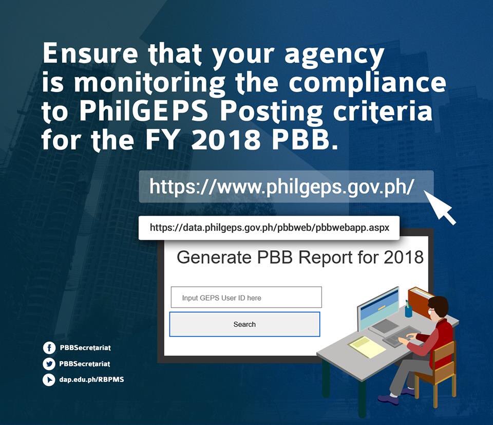 PBBSecretariat's tweet photo. The PhilGEPS is the single, centralized electronic portal that serves as the primary and definitive source of information on government procurement. Access the PhilGEPS online monitoring tool here: https://t.co/cwbEWDFpXQ https://t.co/DlATjeevlE