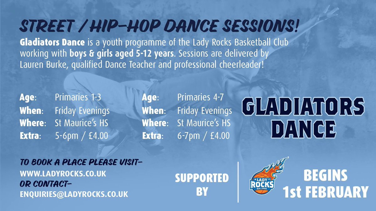 DANCE | REGISTER NOW

We're delighted to share with you that our new dance programme, @GladiatorsDance, is accepting session registrations for our street &amp; hip-hop sessions with Dance Teacher @lauzzaburkex!

Register your child today via-
docs.google.com/forms/d/e/1FAI…

#GladiatorsDance