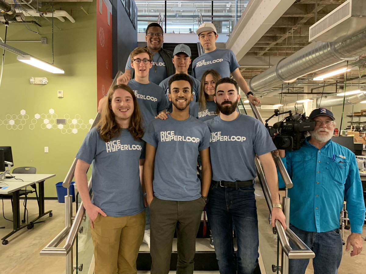 HyperloopRice's tweet photo. Thanks @KPRC2 for coming to interview us about the #SpaceX Hyperloop competition. We’re excited to share our story!

#hyperloop #houston #riceuniversity https://t.co/bKKWLKbDkM