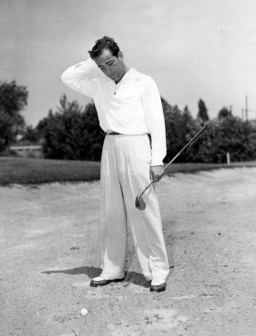 Humphrey Bogart was a scratch golfer. He often watched the pros play, which  @GolfDigest described thusly: "Bogie was a frequent spectator, watching from under a tree by the 12th green, wearing a trench coat and a fedora, quaffing bourbon from a thermos."