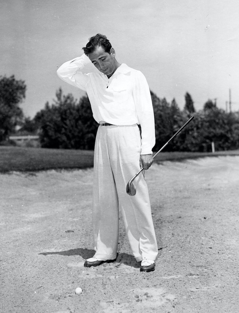 Humphrey Bogart was a scratch golfer. He often watched the pros play, which  @GolfDigest described thusly: "Bogie was a frequent spectator, watching from under a tree by the 12th green, wearing a trench coat and a fedora, quaffing bourbon from a thermos."