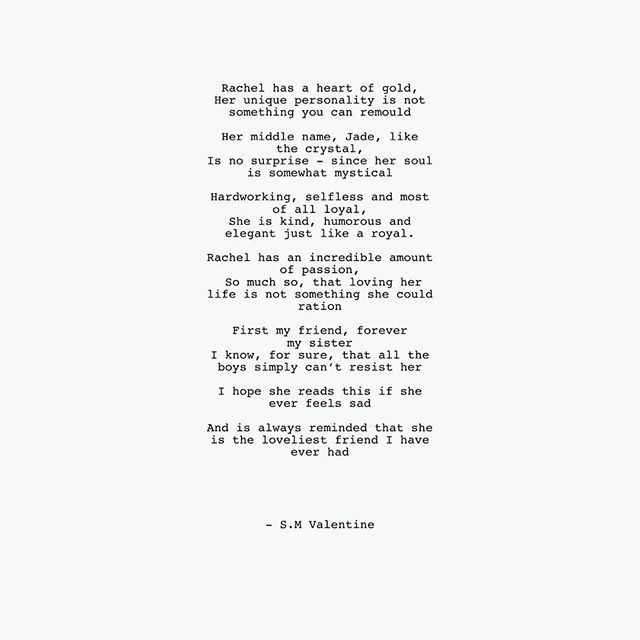RachelJadeee's tweet photo. Can’t believe my baby girl @shanvalentine_ has written such beautiful words about me 💕💕 so much love for you my beautiful talented friend, my terrible twin 🥰 
@s.m.valentine 
#writersofinstagram #poetrycommunity #poetsofinsta #igdaily #instagood #pho… https://t.co/VYh4bW5Pu8 https://t.co/4Vtx4Hmpux