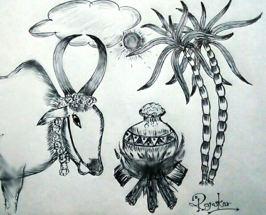அதிகாலை சூரிய ஒளி
அம்மாவின் கூரிய ஒலி
வேப்பமரத்தில் புட்டேன் கிளை
நெல்வயளில் நட்டேன் இலை
புத்தாடை அணிந்த தேகம்
கரும்பால் தணிந்த தாகம்
அடுக்கி வைத்தேன் செங்கல்
பொங்க வைத்தேன் பொங்கல்
சூரியனை வணங்கினேன் நித்தம்
ஊரெங்கும் ஒரே சத்தம்
பொங்கலோ! பொங்கல்!
#பொங்கல்நல்வாழ்த்துக்கள்