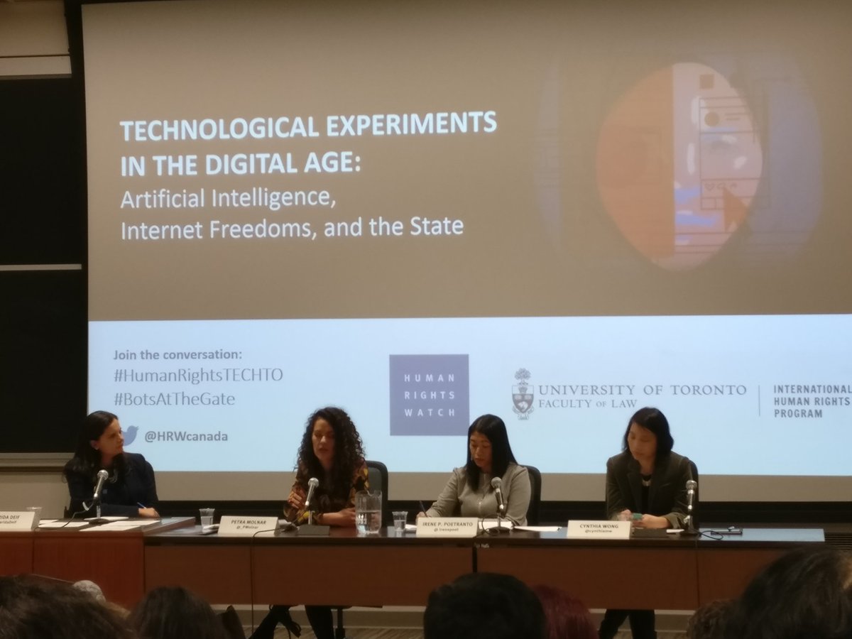 AI in Canadian Immigration:
Bringing a human rights perspective to the technology strategy across the immigration process.
Where lies accountability in how tools are used?
Consent for refugees?
More questions than answers
#HumanRightsTECHTO
#immigrationreform
#BotsAtTheGate