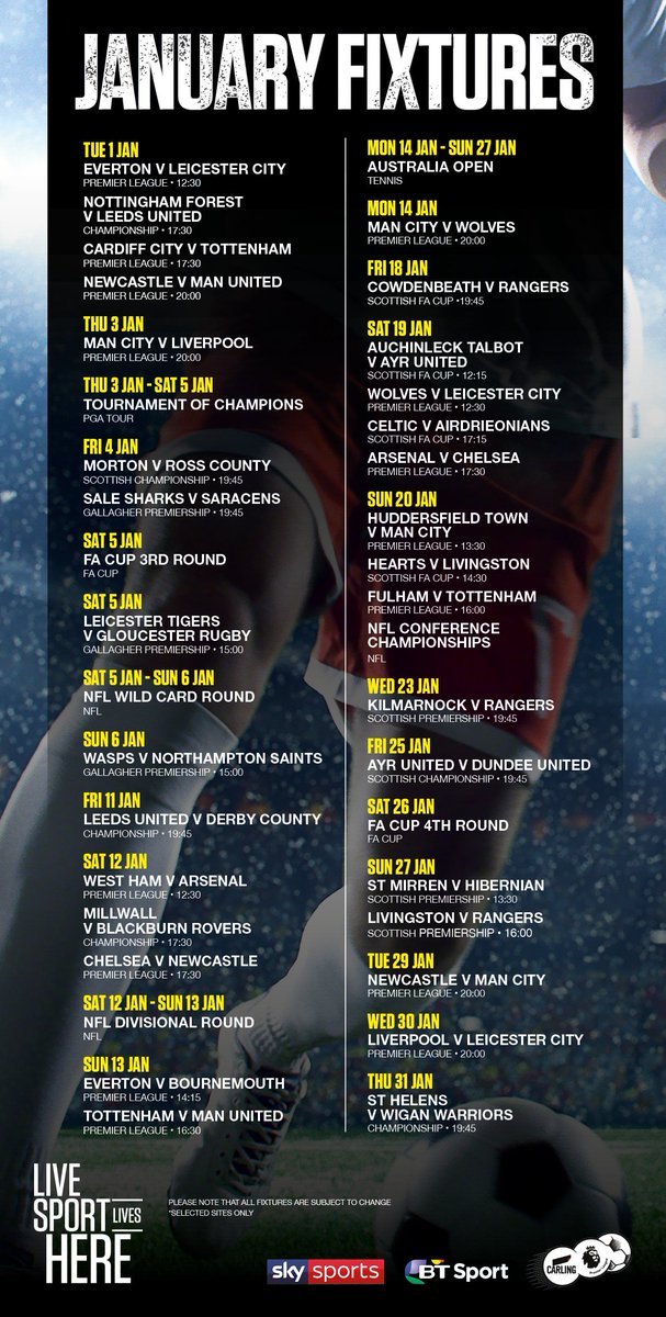 The Tron On Twitter Don T Miss A Match A Full List Of January S