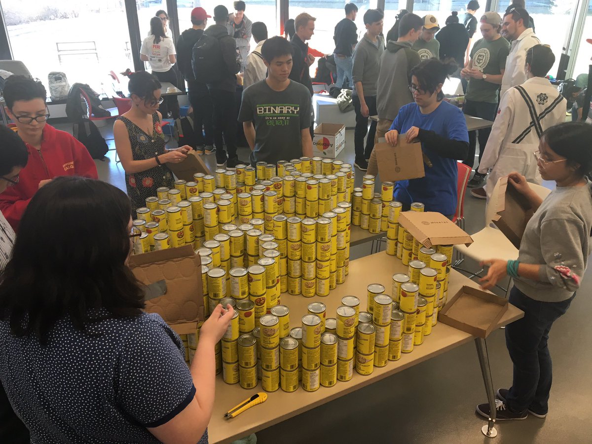 SchulichENGG's tweet photo. An engineering marvel? Definitely marvellous to see @SchulichENGG students getting creative with their donations to @CalgaryFoodBank. All part of Engineering Week on @UCalgary campus! #yyc #enggweek https://t.co/00HtRwiGNe