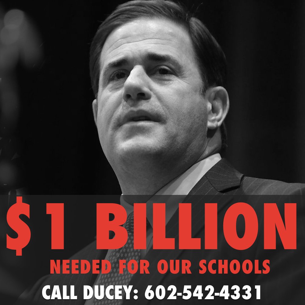 ProtectEdAct's tweet photo. $1 billion is needed to fully fund K-12 education. Call 602-542-4331 and leave @dougducey a message - tell him that we need a bipartisan solution on education funding during THIS legislative session. https://t.co/YkRqvvJNNb
#REDforED #INVESTinED https://t.co/57DdX2hCk7