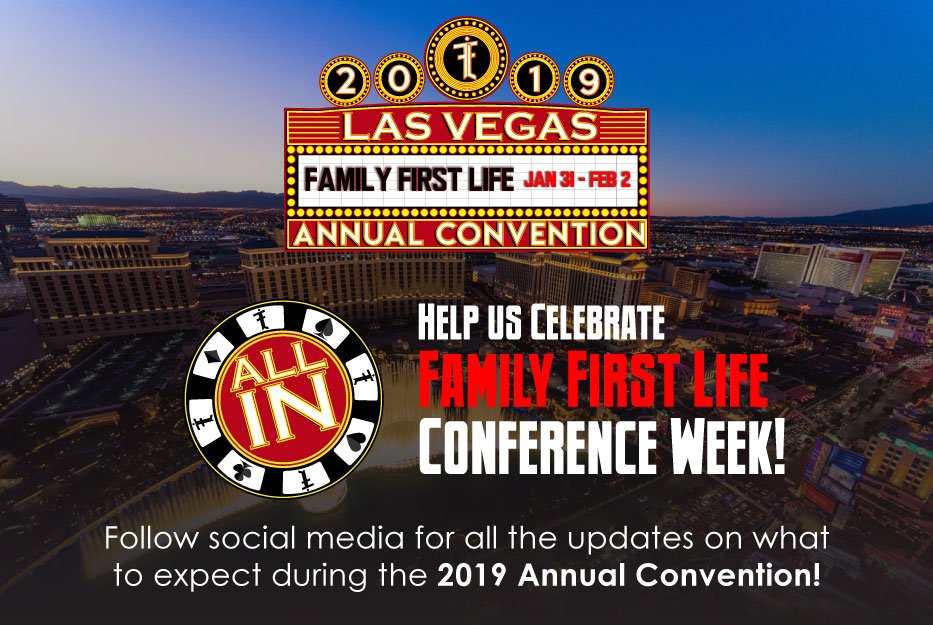 FamilyFirstLife's tweet photo. Family First Life it is Annual Convention Week! Be on the lookout for convention themed posts, blog interviews, and so much more!
#FFLALLIN #FamilyFirstLife #InsuranceSalesTraining #LasVegas https://t.co/MLWVJVhsOx