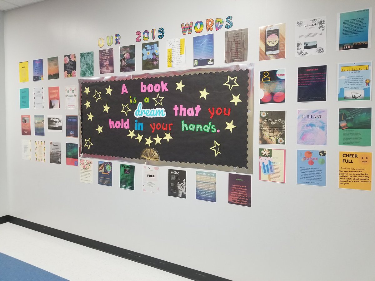 FordReadMoore's tweet photo. Our 2019 words! #whowillwebe #whatwillwestrivetodo #reflectionisimportant @Gr8_Teach @FMS_Plano https://t.co/GLw9Qqy14W