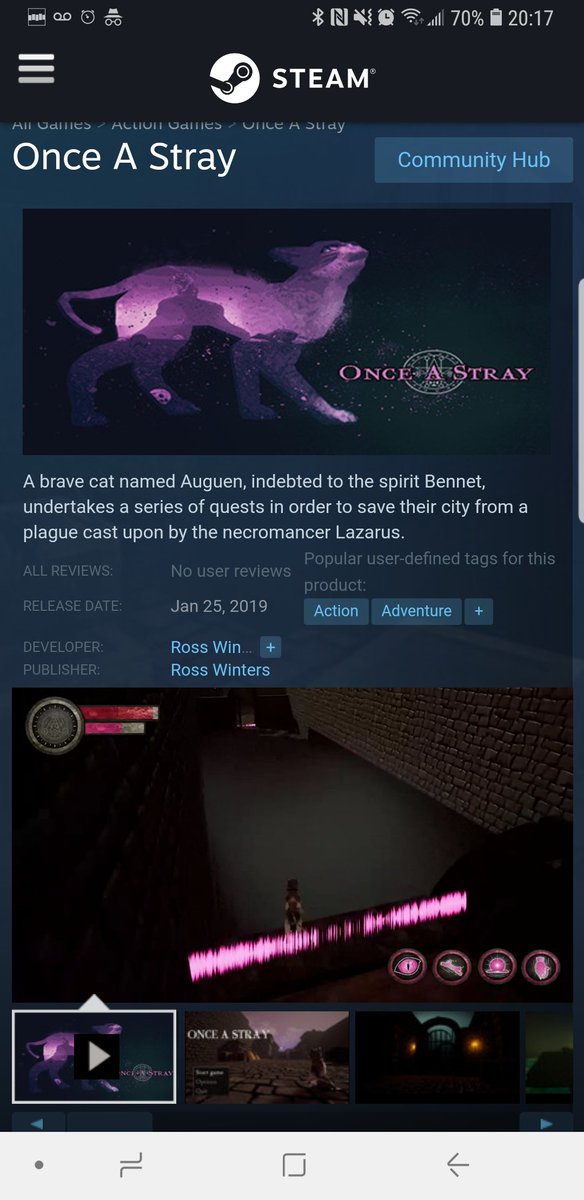 GameDevAustin's tweet photo. Would you look at that. My game from last semester is now on @steam_games. #onceastray #indiedev #unreal #steam #free #gamedev https://t.co/YB8Cj221Ol