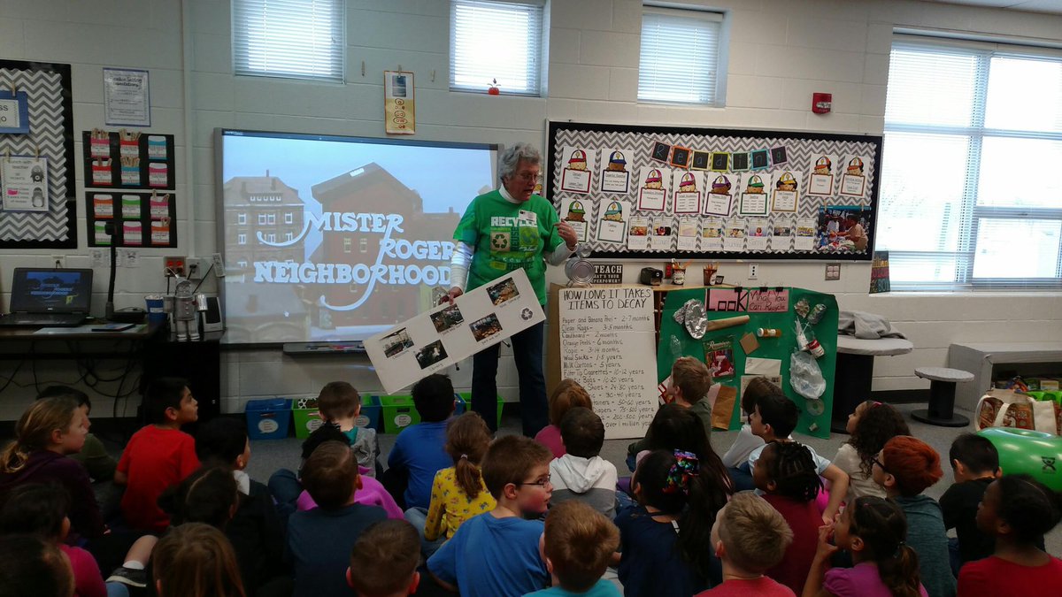 Mrs. McDonald from the Recycling center came and talked to the 2nd grade about the three R's - reduce reuse recycle. #WPSPROUD #WPSFutureReady #EnterpriseEagles