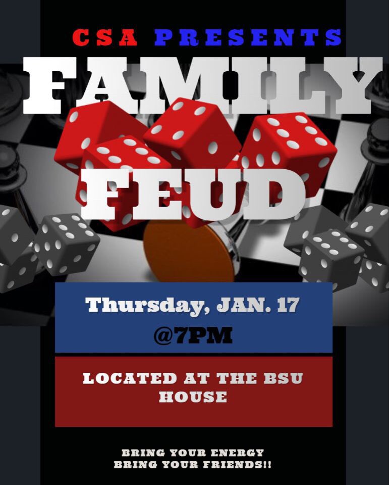 FSUCSA's tweet image. It’s time to play Family Feud! 👨‍👩‍👧‍👦😜Are you fast on your toes and quick at the buzzer? Do you have what it takes to win? 🏆Join CSA as the Blue 💙and Red ❤️teams go neck and neck to be the CSA Family Feud Champions🌴 Slide to the BSU House on Thursday, January 17th at 7pm.