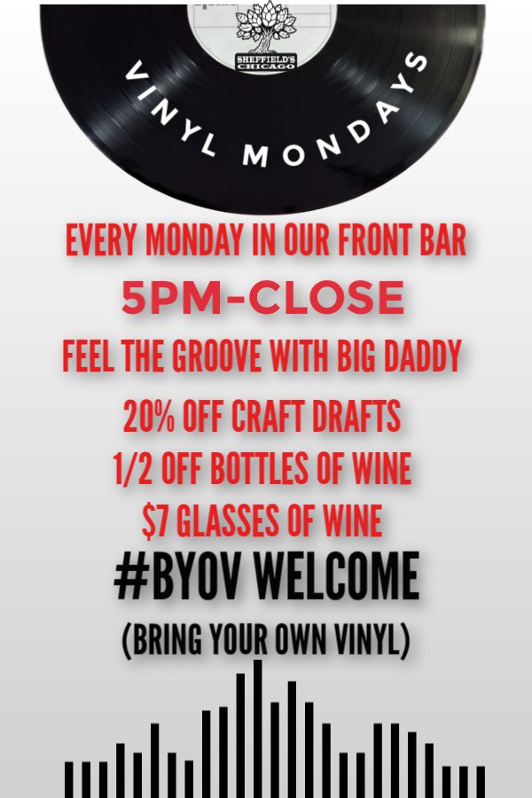 SheffieldsBBQ's tweet image. Swing by our front bar this evening. Hang with a tasty adult beverage, delicious house smoked #BBQ and some sweet sweet tunes! #VinylNight #BYOV #Vinyl #RecordsRule #MondayMotivation #MondayFunday #Lakeview #ChicagoBar #DrinkSpecials