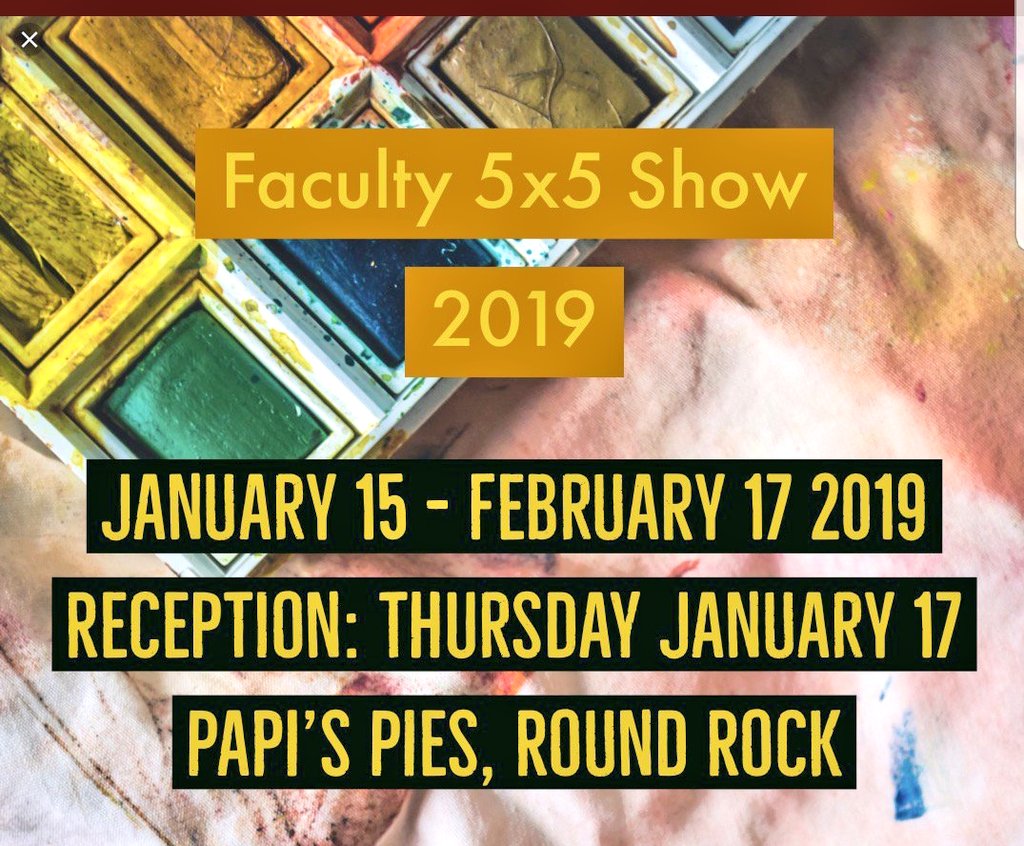 RRAEA (@_rraea) on Twitter photo The #RRAEA5x5 show is up and ready! Join us at Papi's Pies this Thursday 5:30-7:30p for an opening reception. #rrisdcreates <a href="/rrisdart/">Round Rock ISD Art</a> <a href="/rrisdfinearts/">Round Rock ISD Fine Arts</a> The #RRAEA5x5 show is up and ready! Join us at Papi's Pies this Thursday 5:30-7:30p for an opening reception. #rrisdcreates <a href="/rrisdart/">Round Rock ISD Art</a> <a href="/rrisdfinearts/">Round Rock ISD Fine Arts</a>